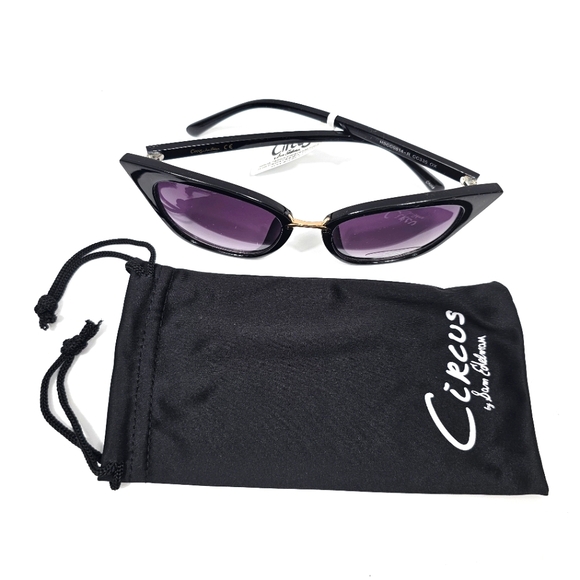 NWT Circus by Sam Edelman Cat Eye Sunglasses Black Frame Retro Women’s Shades - Picture 3 of 7